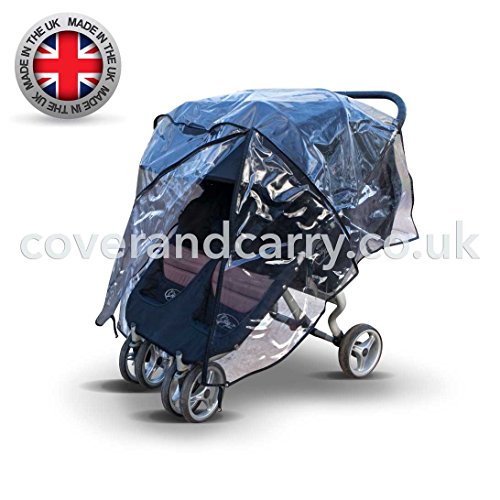 Rain Cover for Twin Baby Jogger City Mini Double Series,Made in the UK from Supersoft PVC
