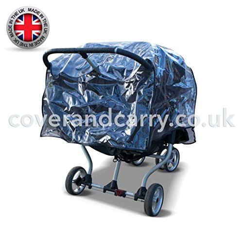 Rain Cover for Twin Baby Jogger City Mini Double Series,Made in the UK from Supersoft PVC